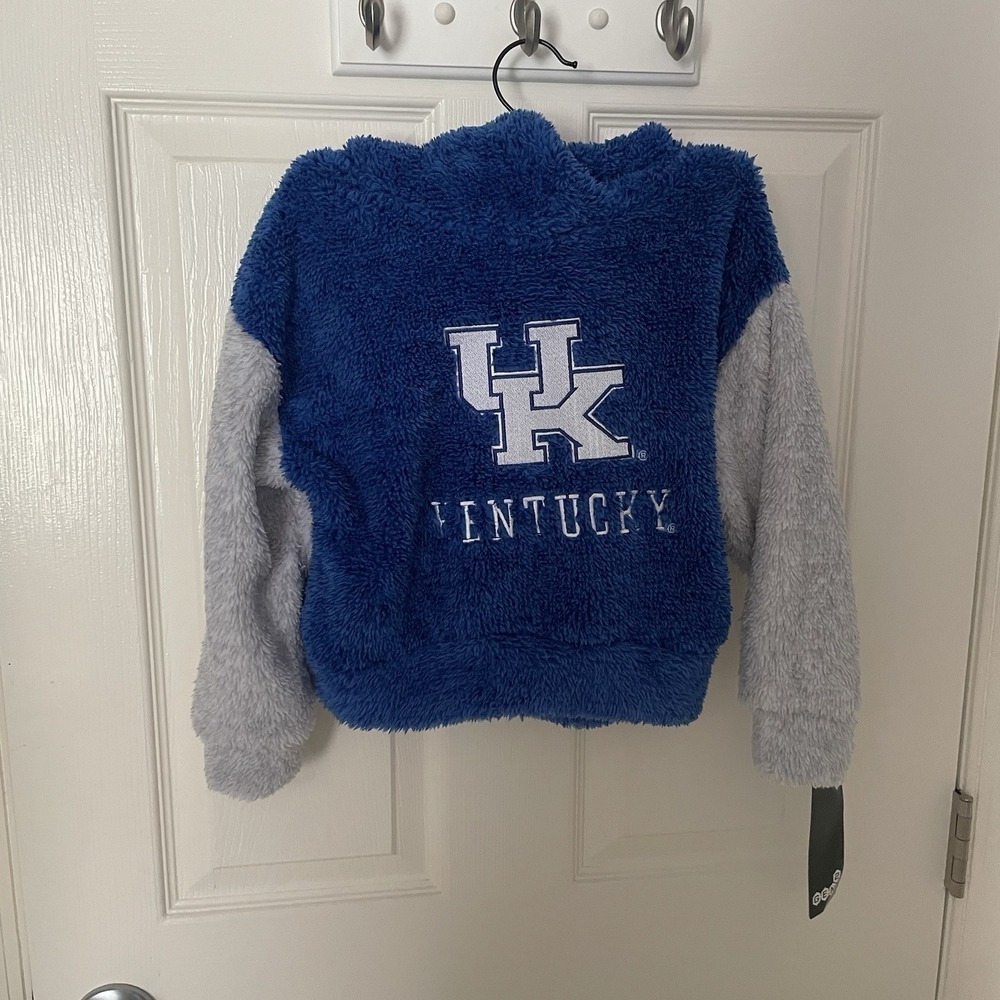 University Of Kentucky UK Sweatshirt Hoodie Kids Size 5/6 Sherpa Fleece Blue NWT